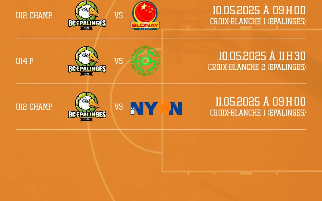 Matchs à domicile semaine du 05 Mai