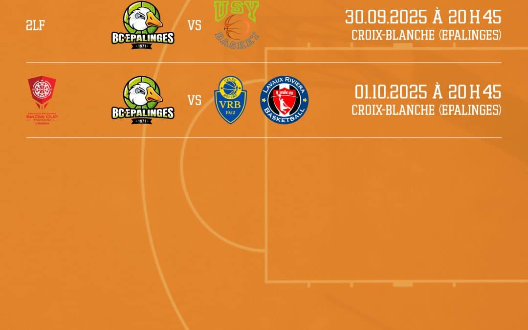 Matchs à domicile semaine du 29 Septembre