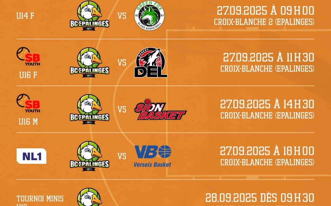 Matchs à domicile semaine du 25 Septembre