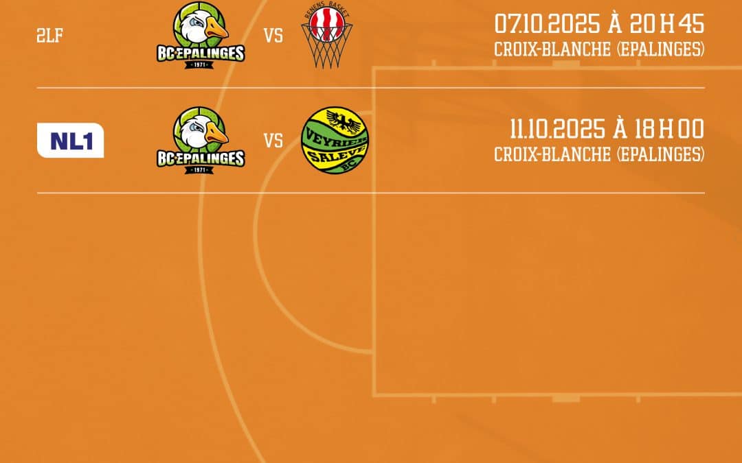 Matchs à domicile semaine du 06 Octobre