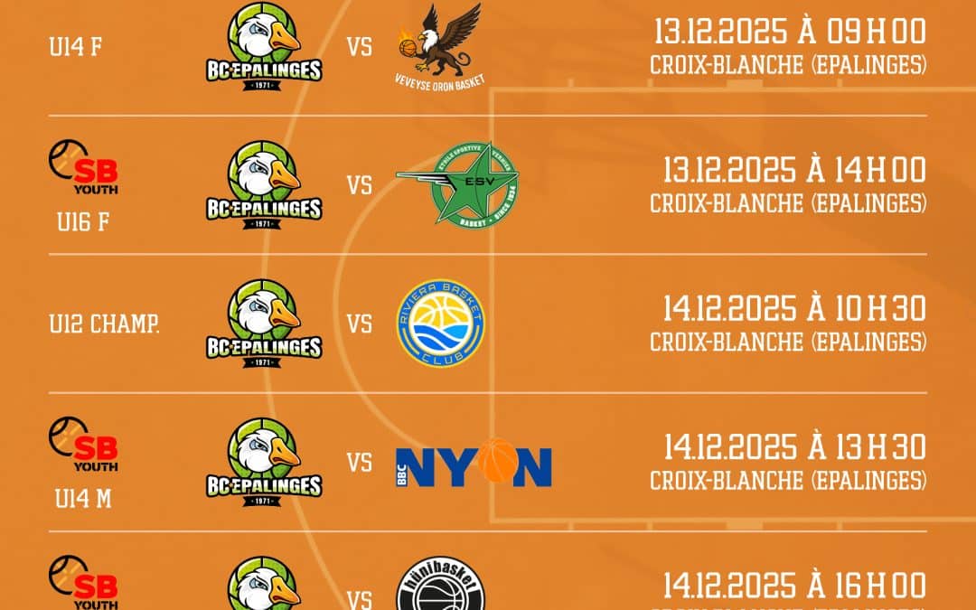 Matchs à domicile semaine du 08 Décembre