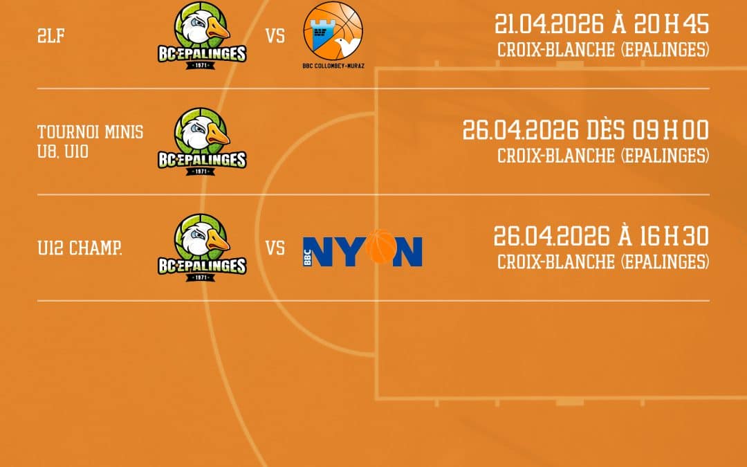 Matchs à domicile semaine du 20 avril